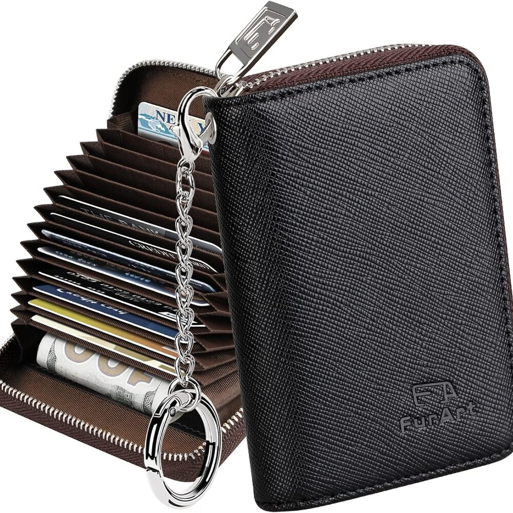 Credit Card Wallet, Zipper Card Cases Holder for Women, RFID Blocking, KeyChain